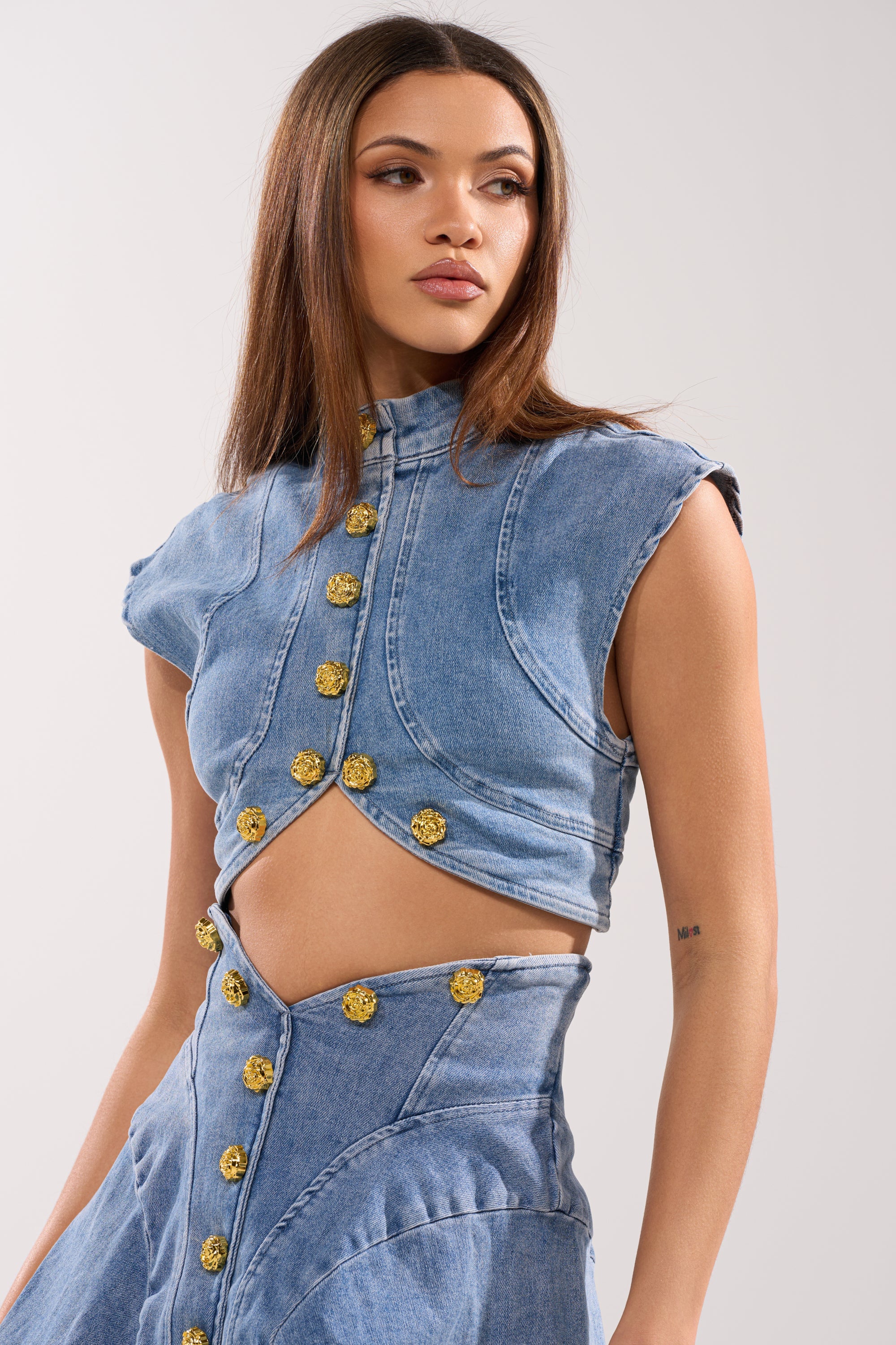 GIVE IT TO ME BABY DENIM BUTTON DOWN