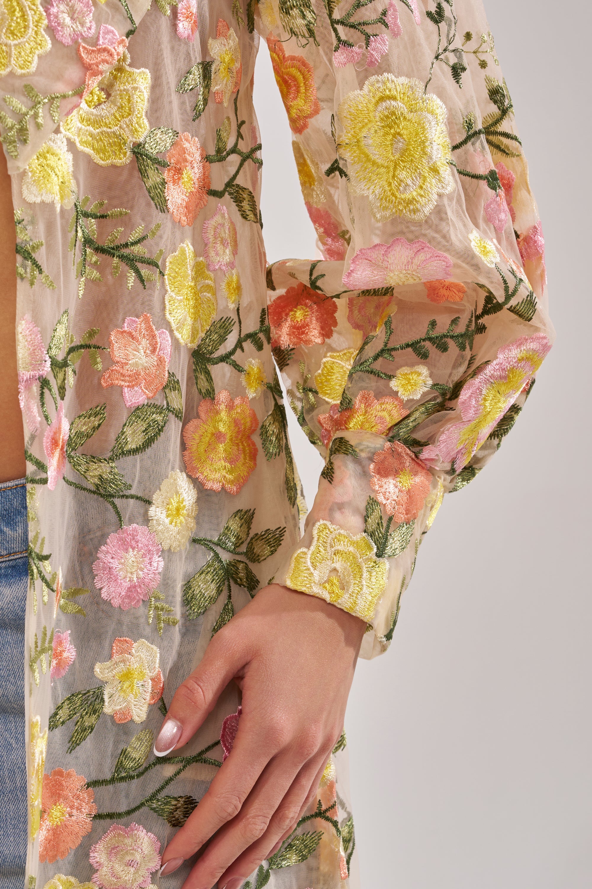 BOUQUET DREAMS FLORAL TULLE DUSTER