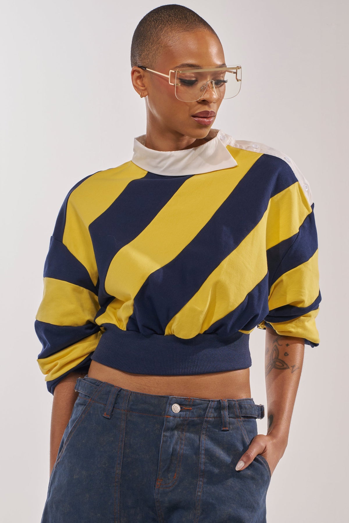 JULIANA STRIPE SWEATSHIRT IN YELLOW