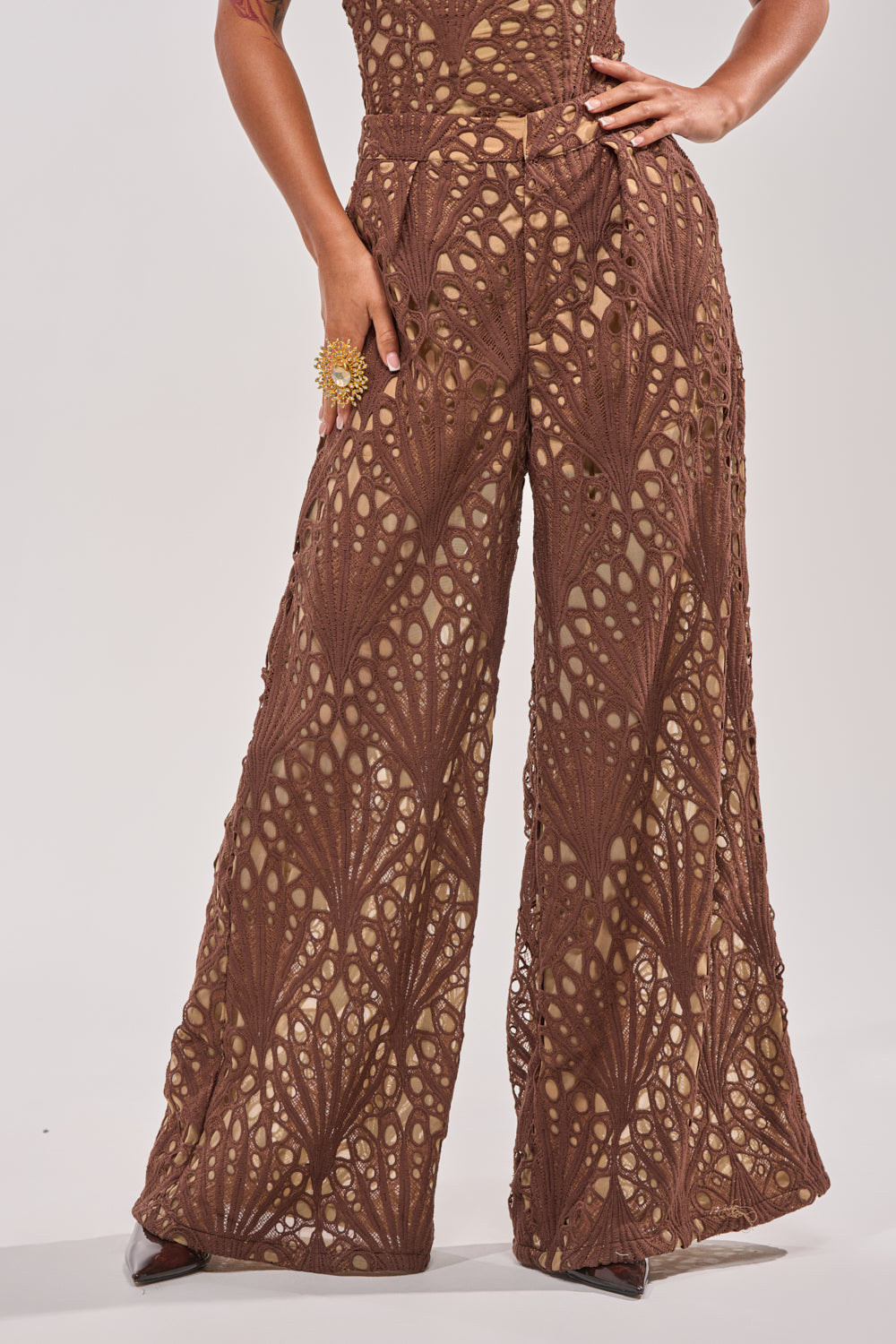 CLAIRE EYELET PALAZZO PANT