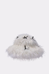 WITH A BOW FAUX FUR BUCKET HAT
