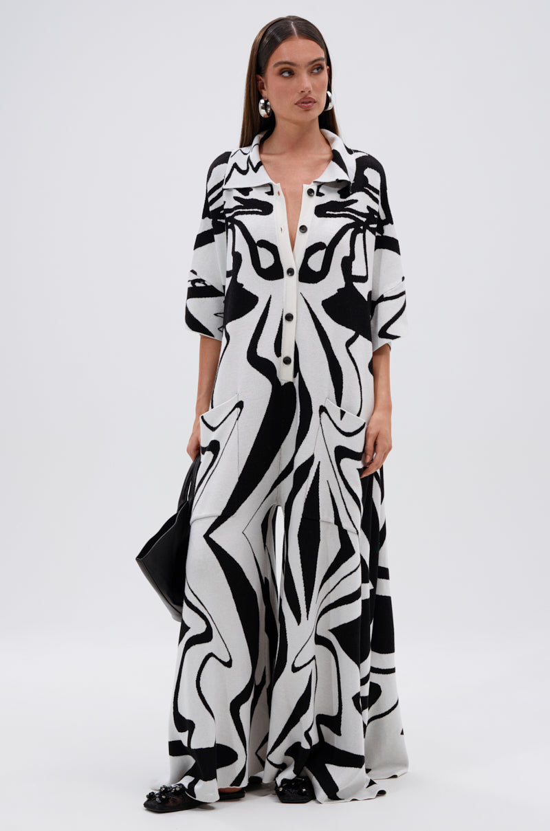 HAPPY HOUR PRINTED KNIT JUMPSUIT