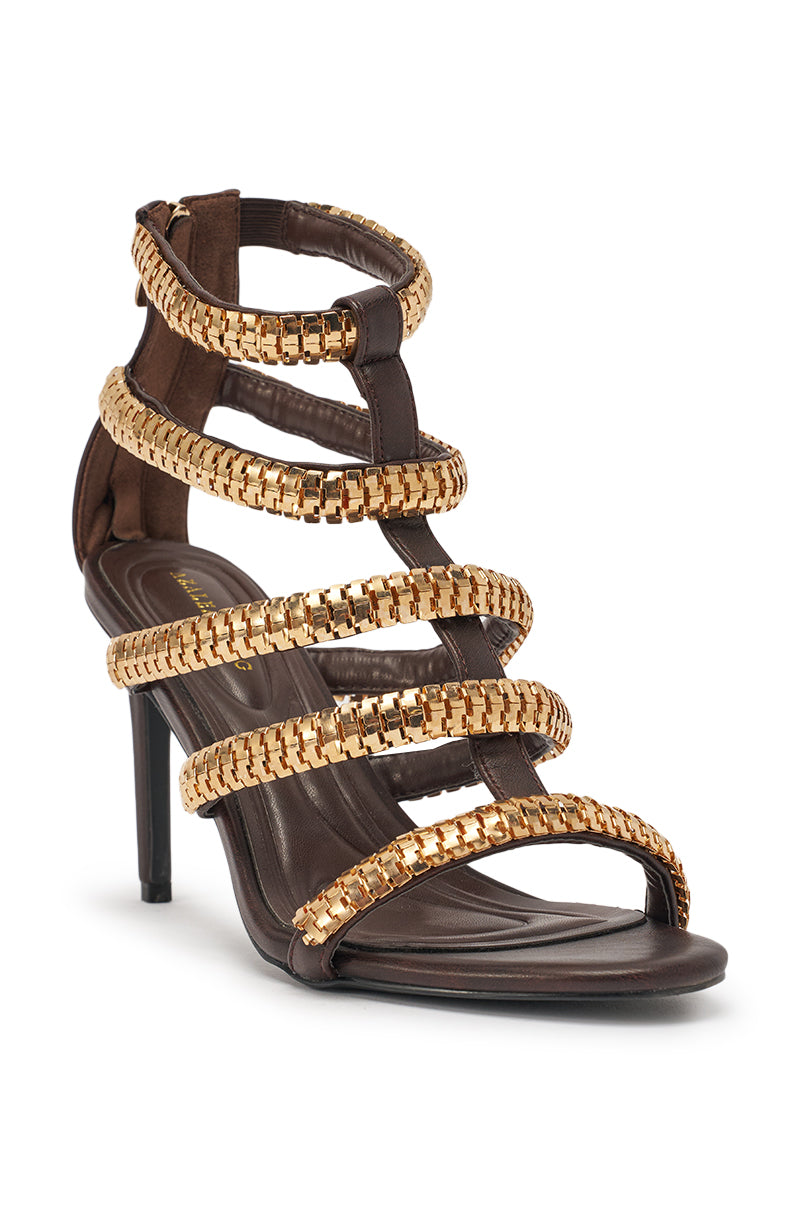 AZALEA WANG HERSILIE BROWN GLADIATOR STILETTO