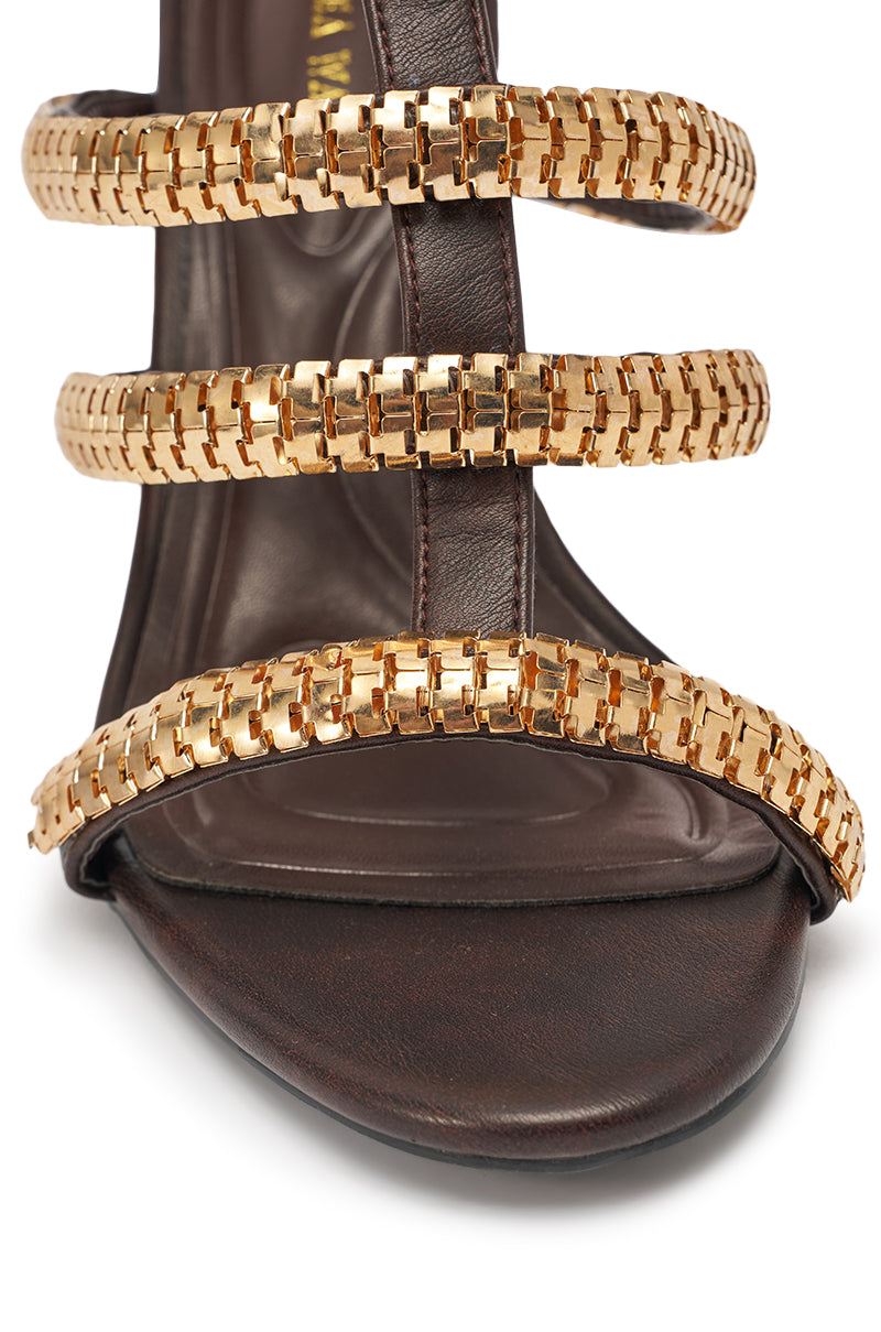 AZALEA WANG HERSILIE BROWN GLADIATOR STILETTO