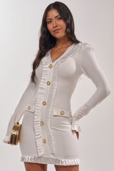 SAKURA BANDAGE RUFFLE MINI DRESS IN WHITE