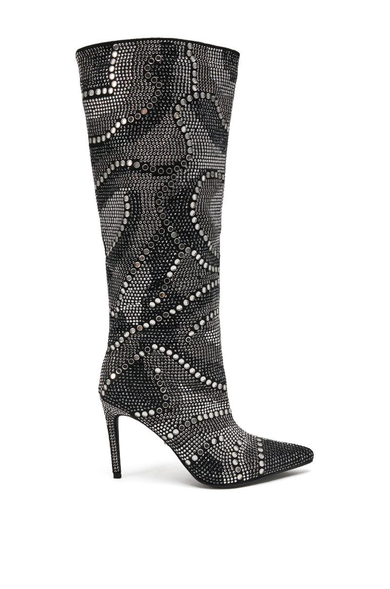 AZALEA WANG ISILDA BLACK MULTI SEQUIN STILETTO BOOT