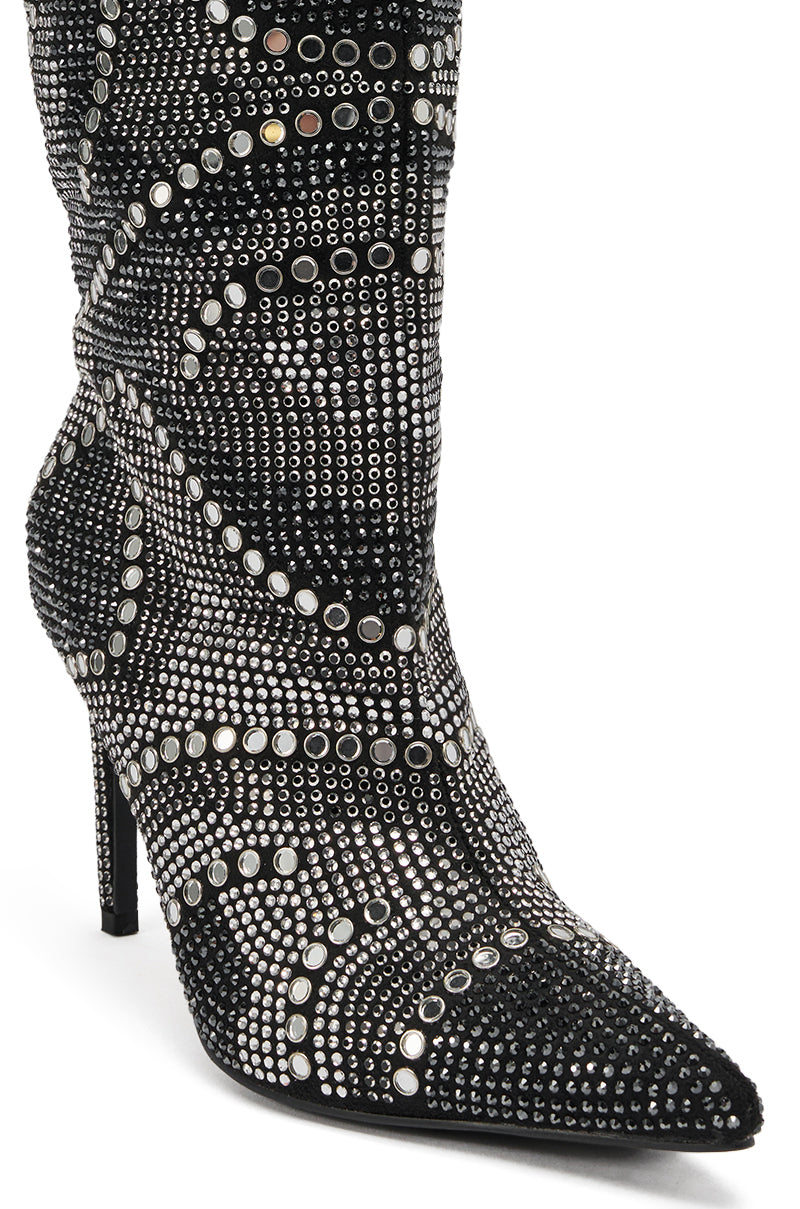 AZALEA WANG ISILDA BLACK MULTI SEQUIN STILETTO BOOT