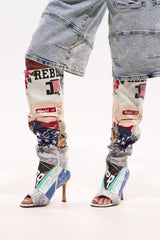 AZALEA WANG JALISA MULTI NOVELTY PRINTED OPEN TOE BOOT