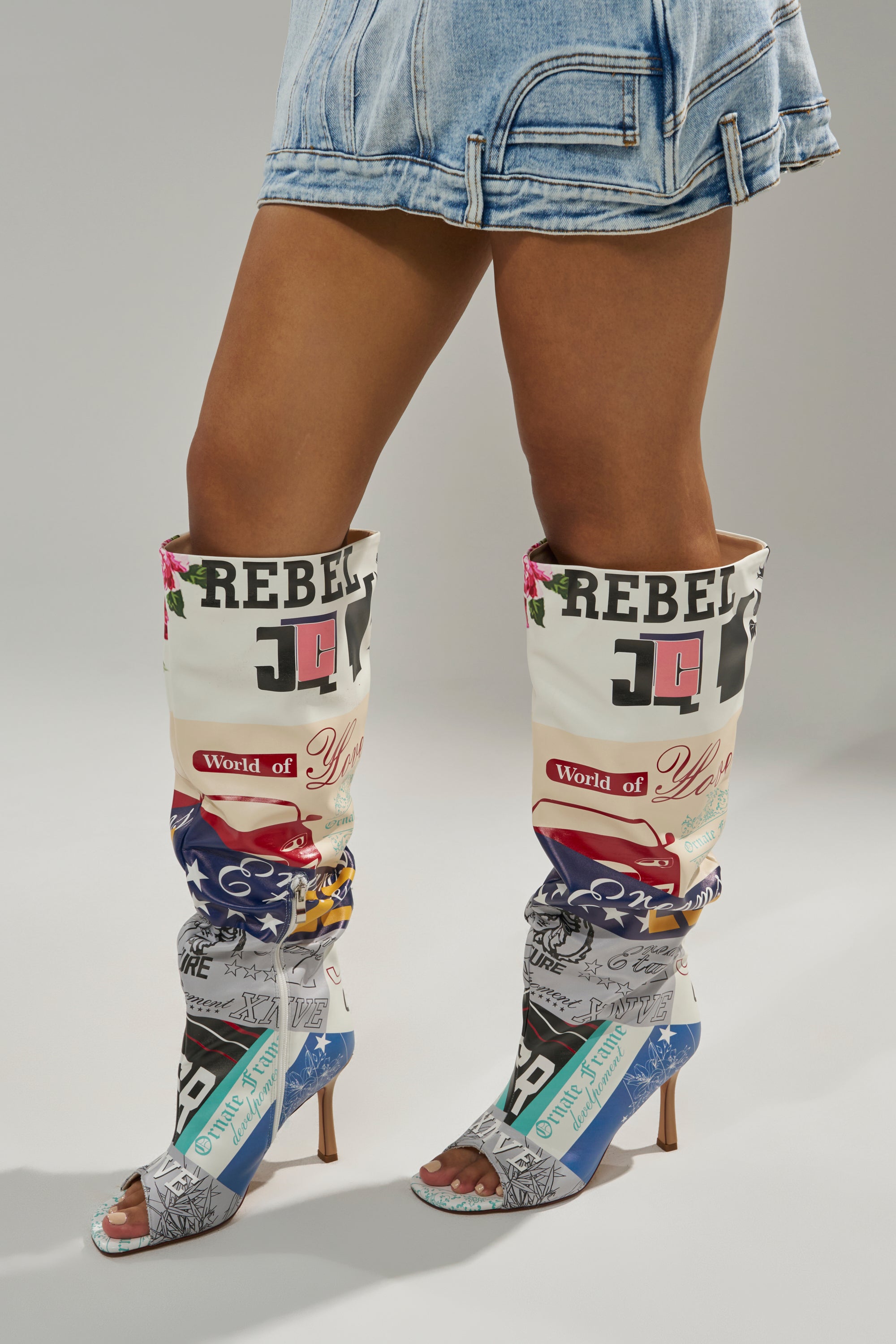 AZALEA WANG JALISA MULTI NOVELTY PRINTED OPEN TOE BOOT