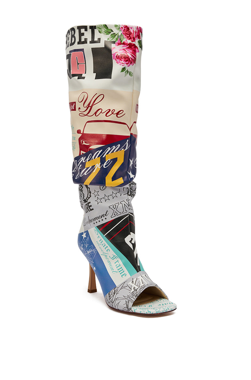 AZALEA WANG JALISA MULTI NOVELTY PRINTED OPEN TOE BOOT