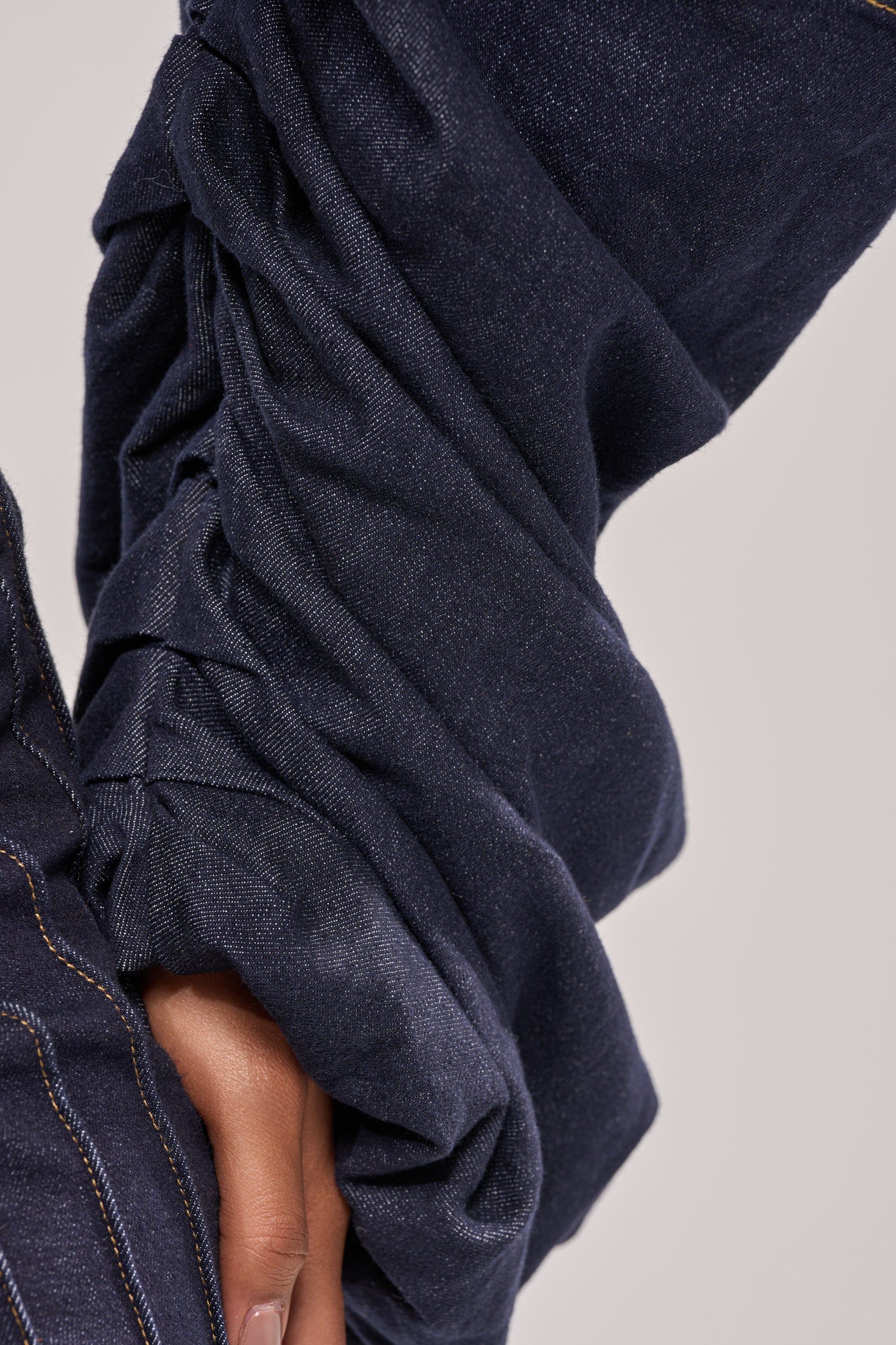 STACKED SLEEVE CROPPED DENIM JACKET