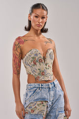 LANA DISTRESSED JACQUARD CORSET