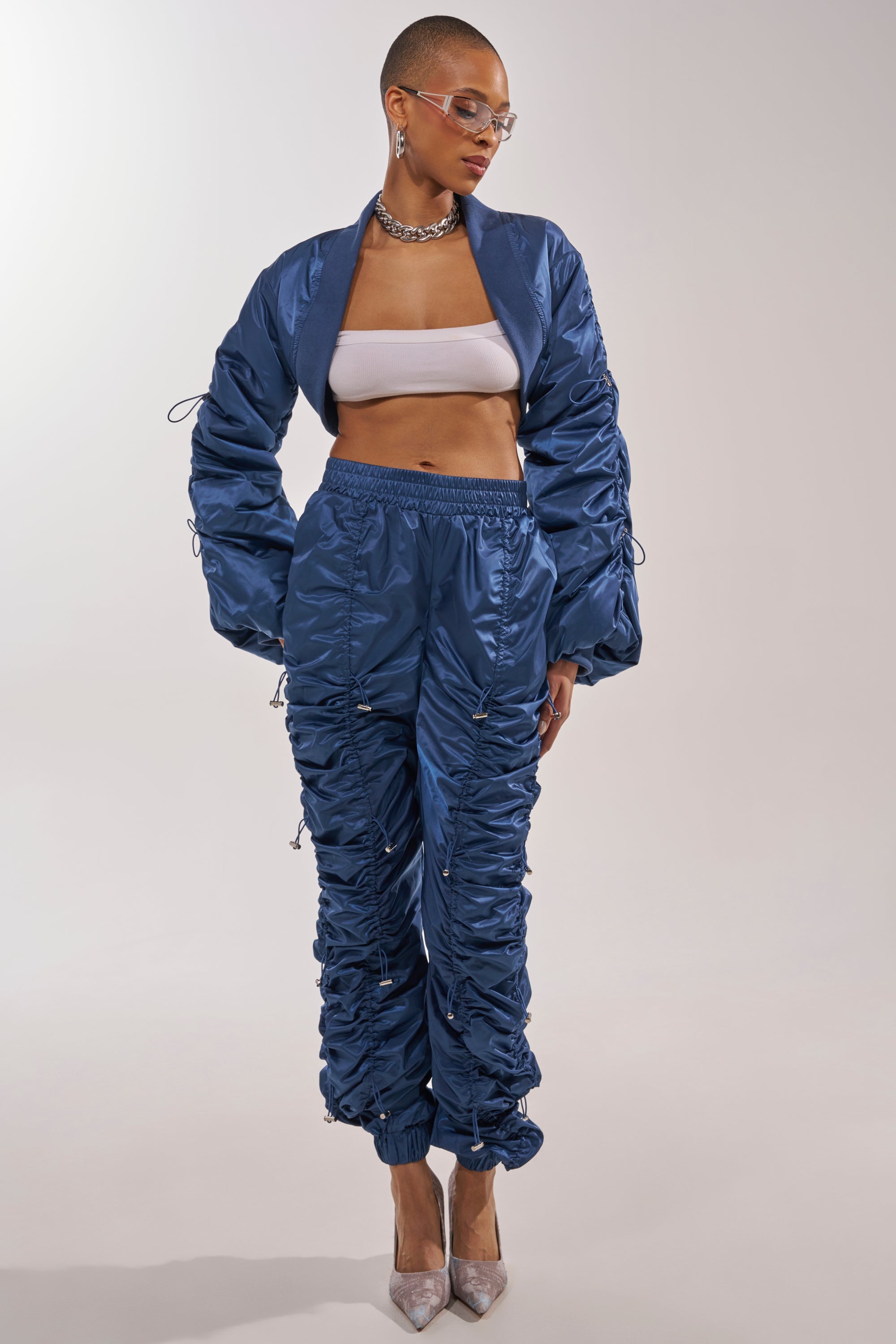 NOT TIME FOR GAMES RUCHED JOGGER IN NAVY