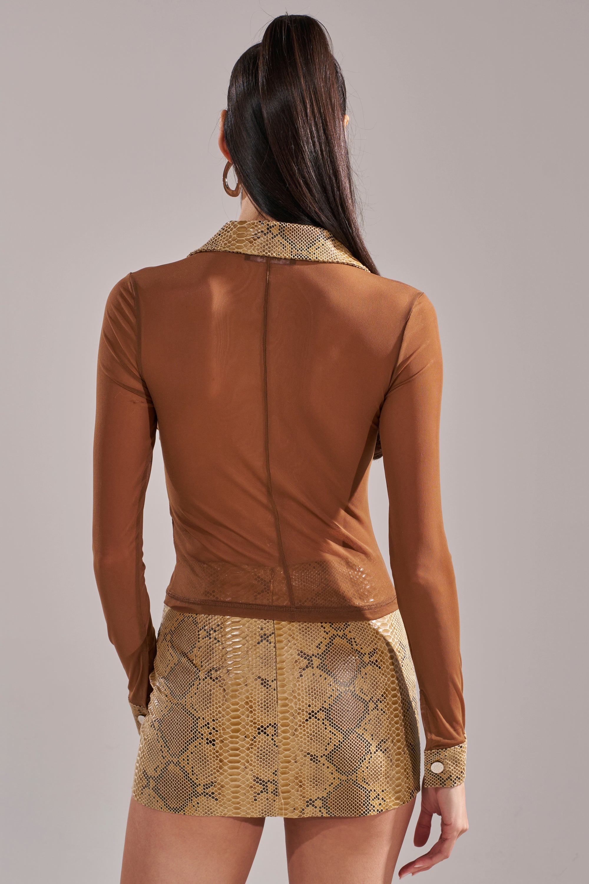 FEELING SOME TYPE OF WAY FAUX LEATHER SNAKE BUTTON DOWN