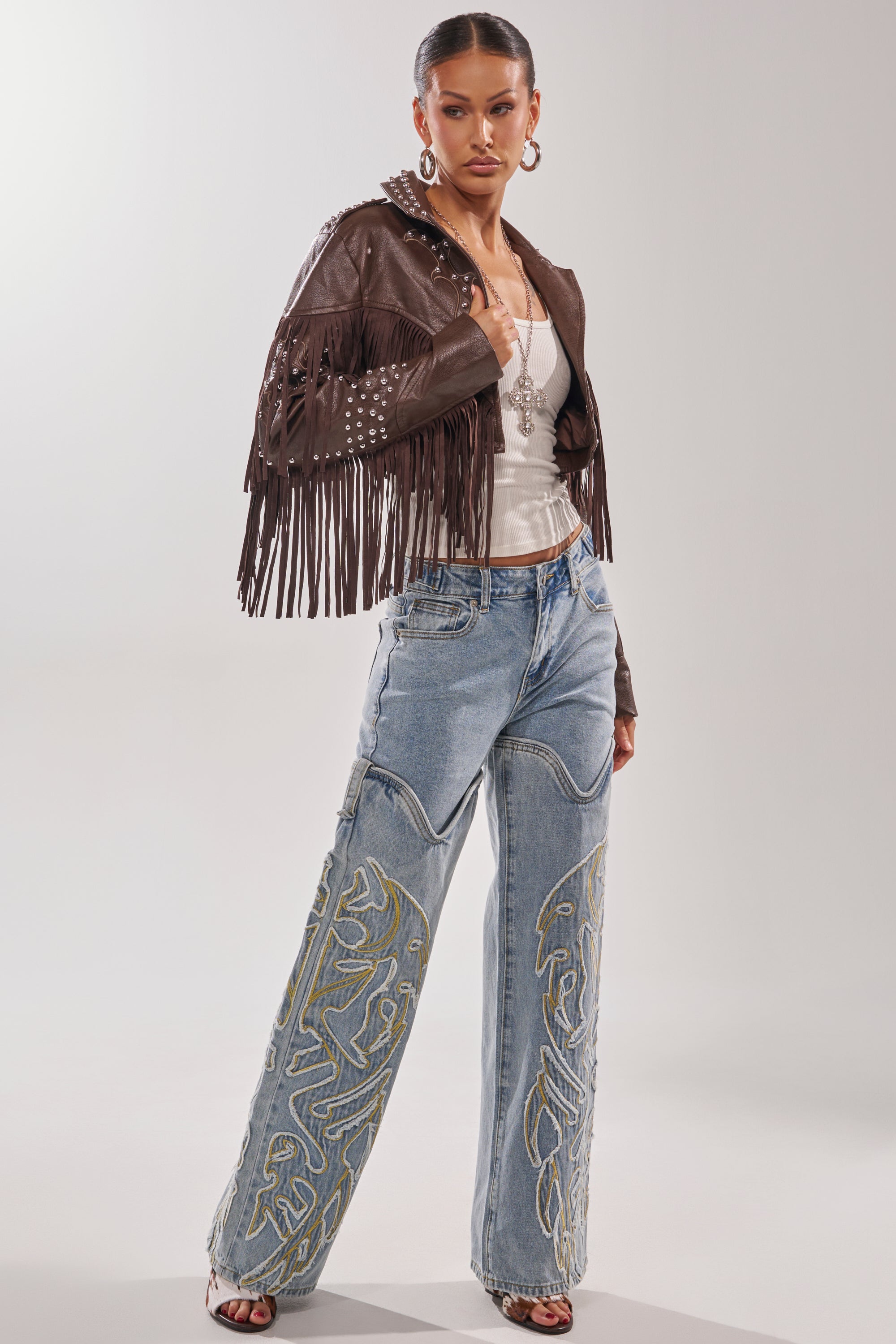 BUCKIN' EMBROIDERED DENIM JEANS