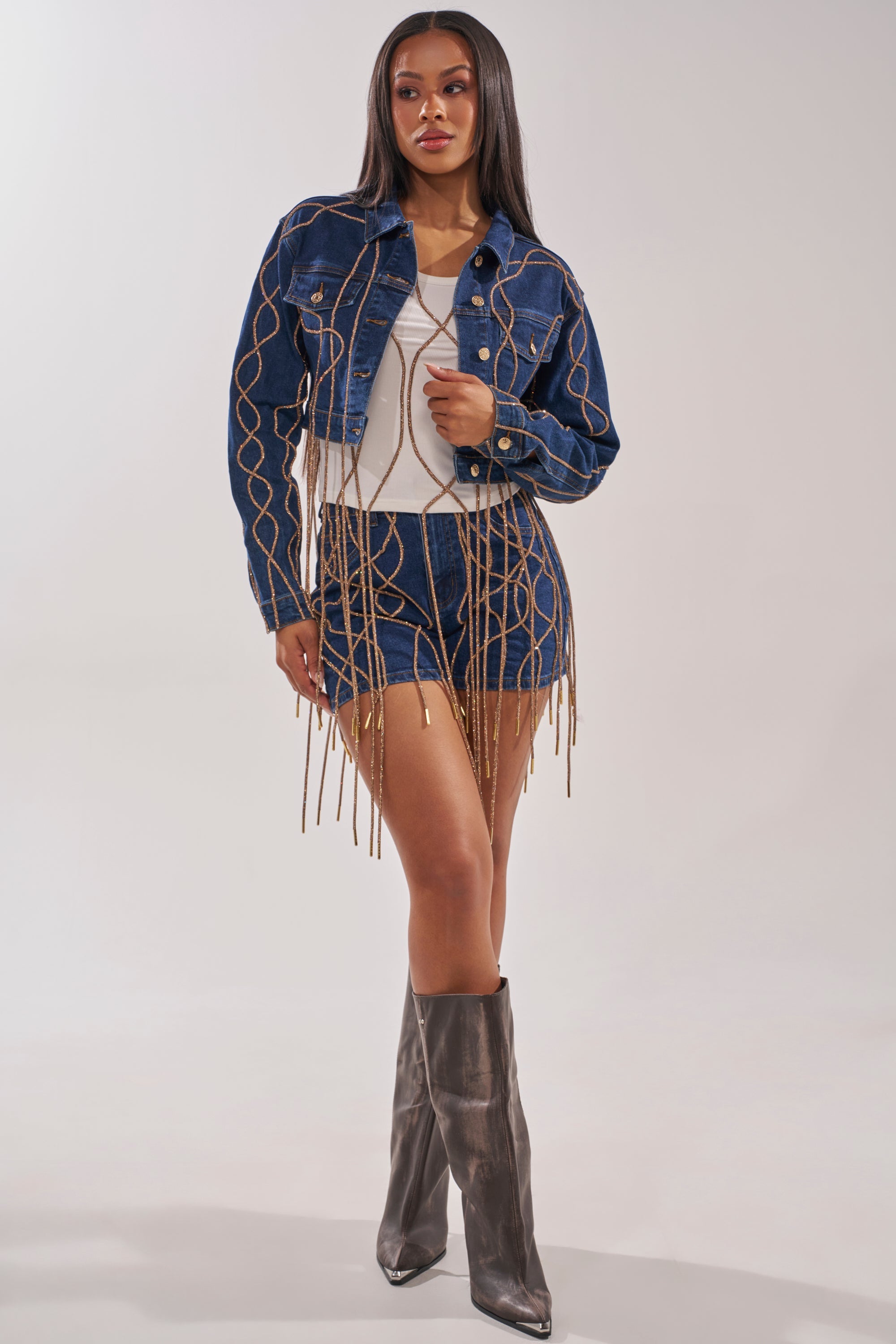 NINA EMBELLISHED DENIM JACKET