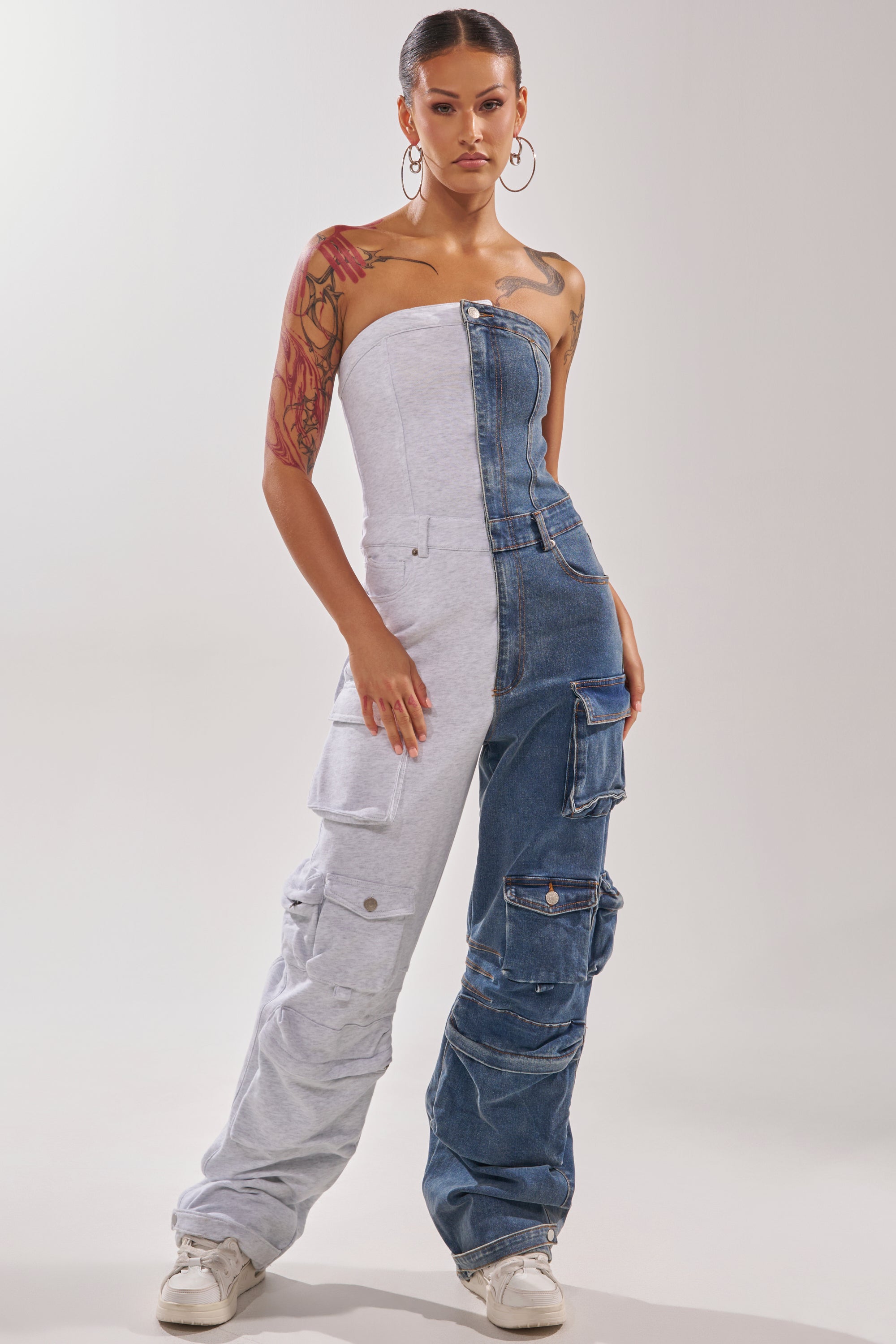 SPLIT DECISION DENIM JUMPSUIT