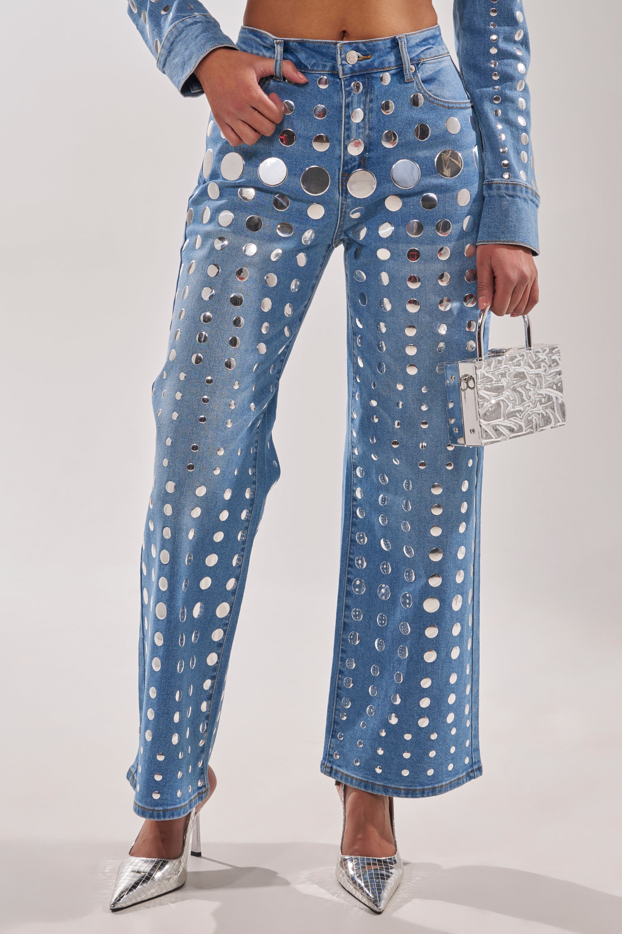STUDS EVERYWHERE RELAXED DENIM PANT