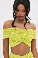 SWEET AS CAN BE GREEN OFF THE SHOULDER TOP