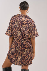 DON'T MAKE A SOUND PRINTED MINI DRESS IN TIGER