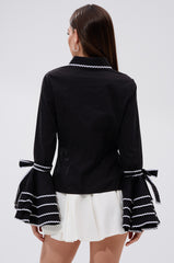 BUSINESS RUFFLE SLEEVE BUTTON DOWN