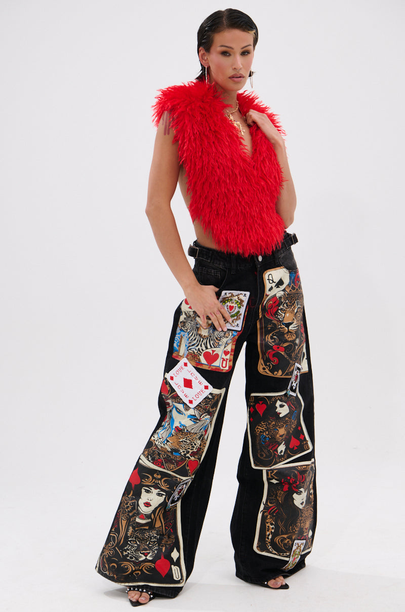 CARLA FAUX FUR HALTER TOP