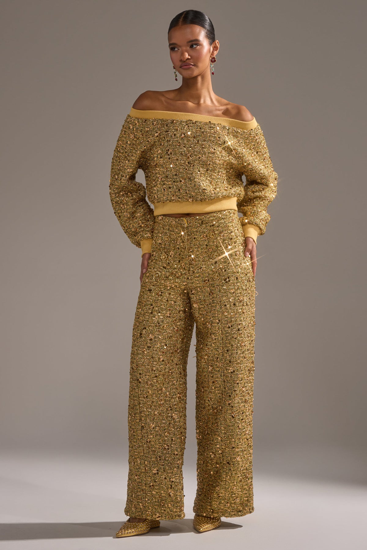 PRETTY IN GOLD STRAIGHT LEG PANT