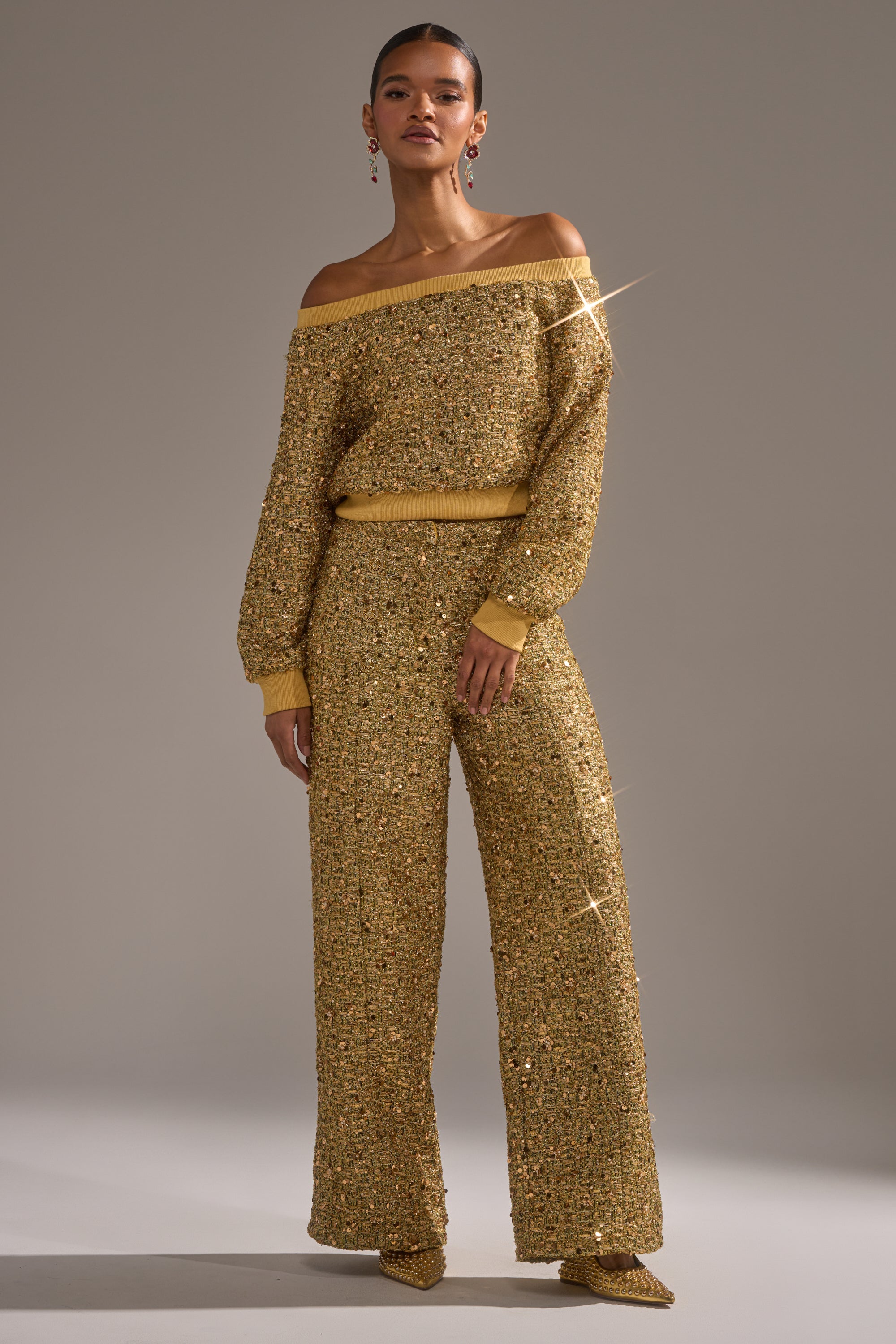 PRETTY IN GOLD STRAIGHT LEG PANT