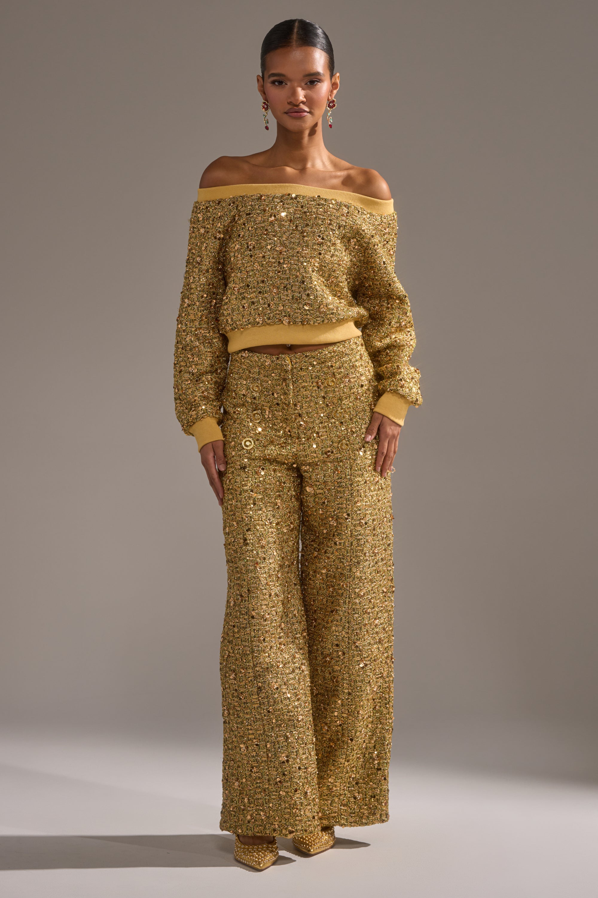 PRETTY IN GOLD STRAIGHT LEG PANT