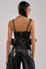 SEXY AS CAN BE FAUX LEATHER CORSET