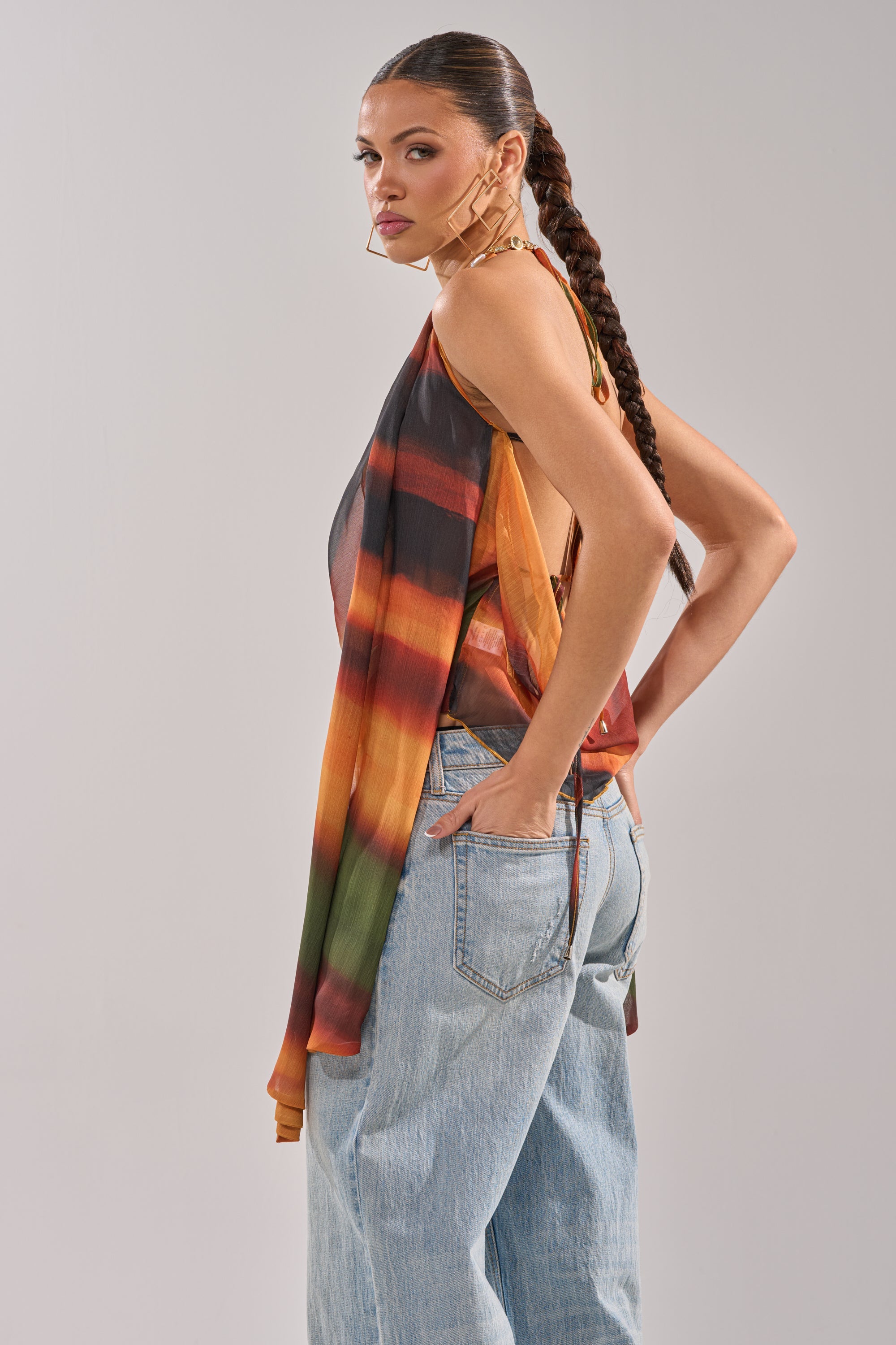 SELENA DEEP COWL HALTER TOP
