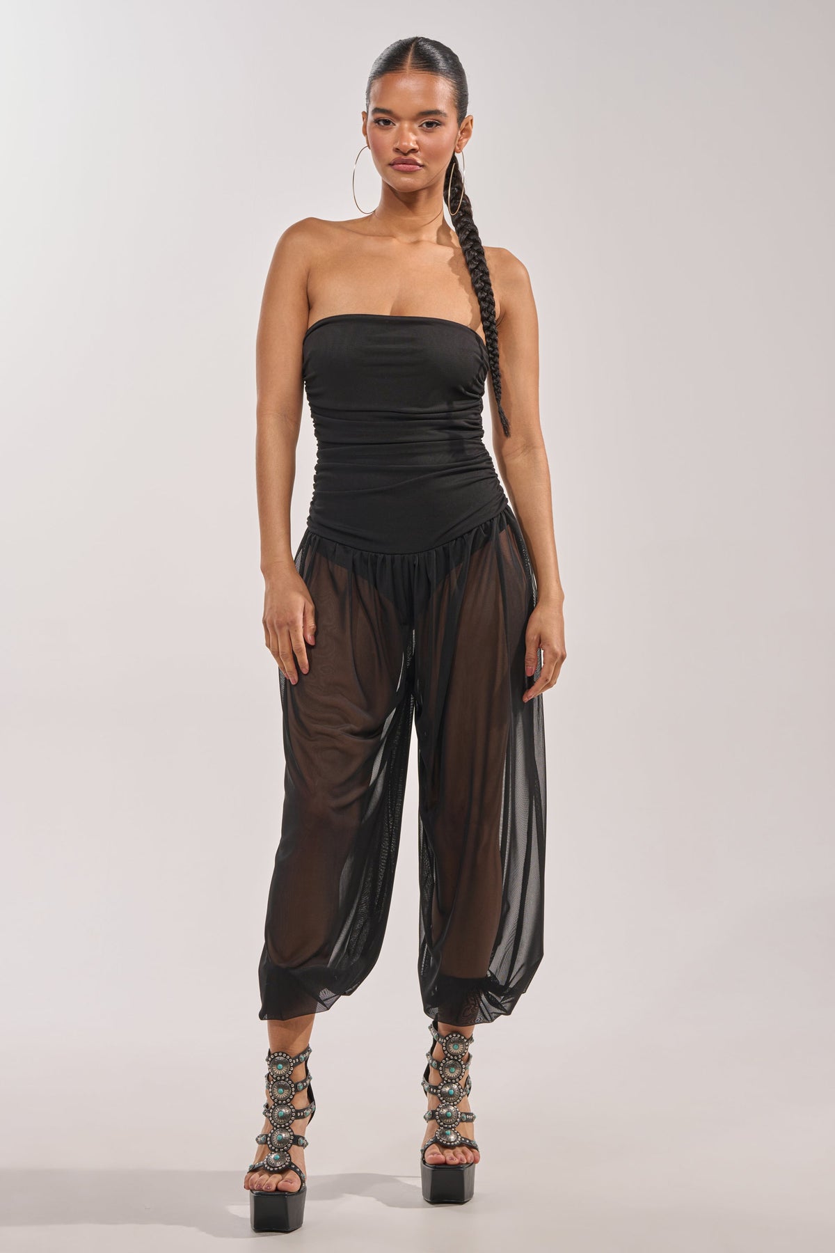 NO CHILL MESH JUMPSUIT IN BLACK
