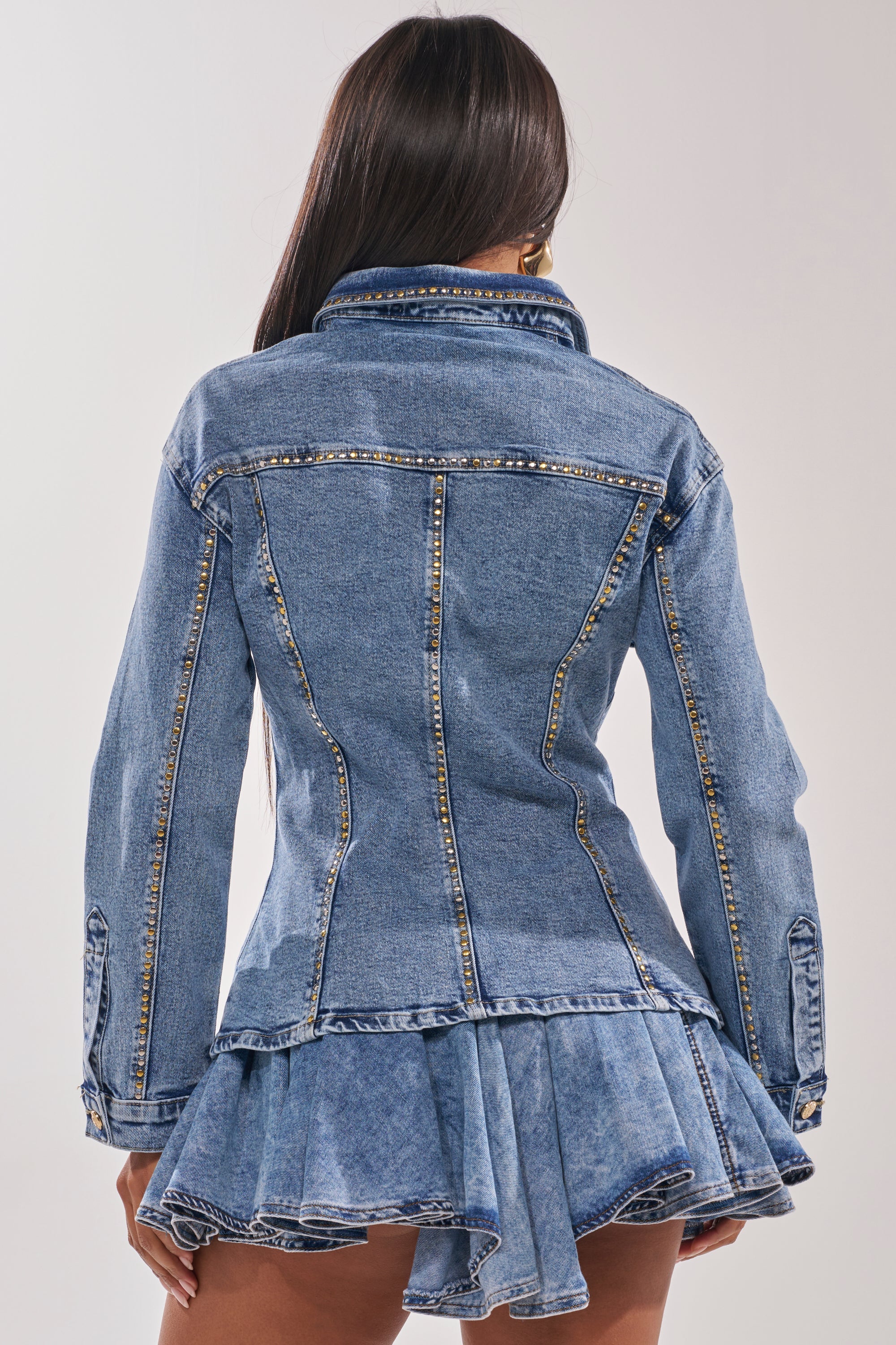 SHOULD'VE KNOWN BETTER STUDDED DENIM JACKET
