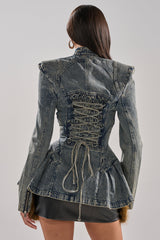 MALLORCA PEPLUM DENIM JACKET
