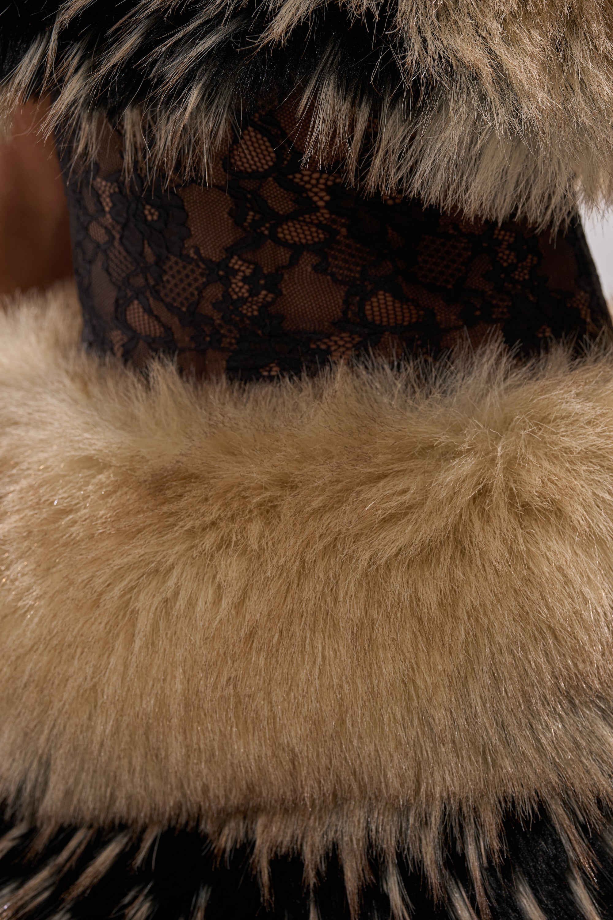 COOL GIRLS ONLY LACE FUR MINI DRESS