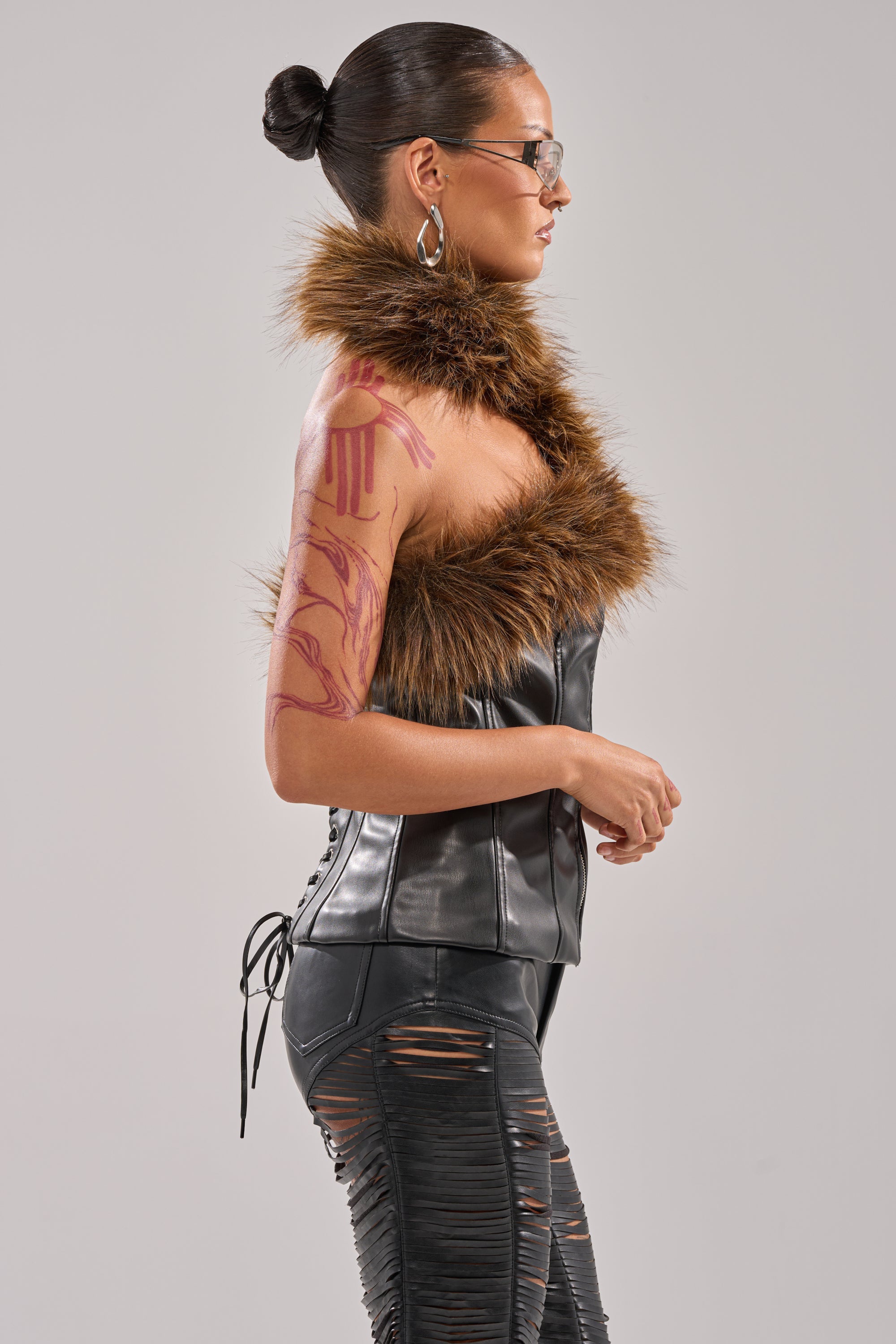 ARE YOU FOR REAL FUR TRIM CORSET