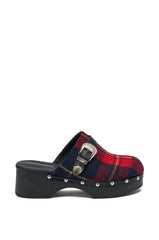 AZALEA WANG LATIFAH RED PLAID CHUNKY HEEL MULE