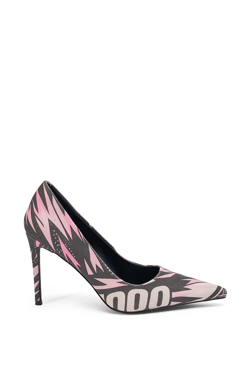 AZALEA WANG SPORT PRINTED STILETTO POINTED TOE PUMP