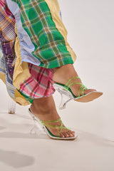 AZALEA WANG LEMUEL GREEN AND SILVER WEDGE SANDAL