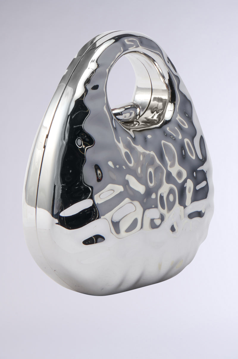 LOVE MY VIBE HAMMERED CHROME PURSE