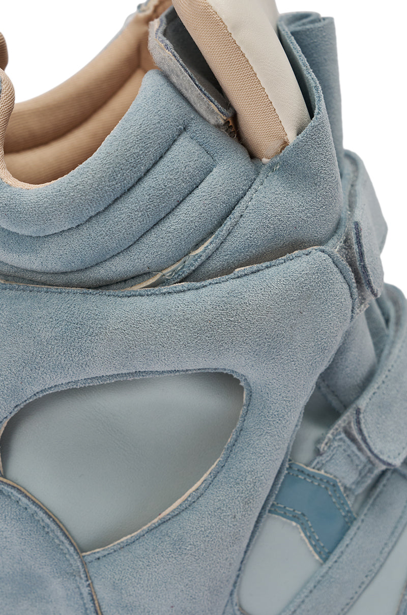 MARANTO BLUE WEDGE FAUX SUEDE SNEAKER
