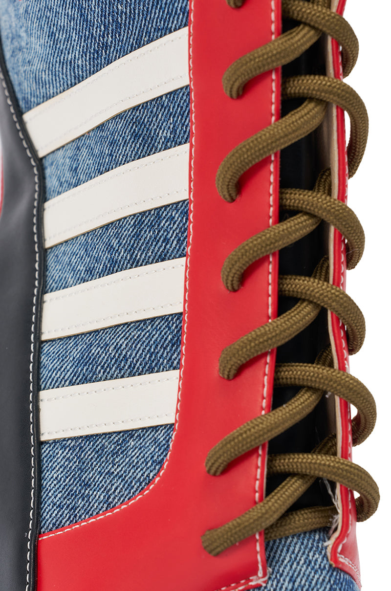 AKIRA GOLD MAYWEATHER MULTI SPORTY LOOK WEDGE BOOTIE