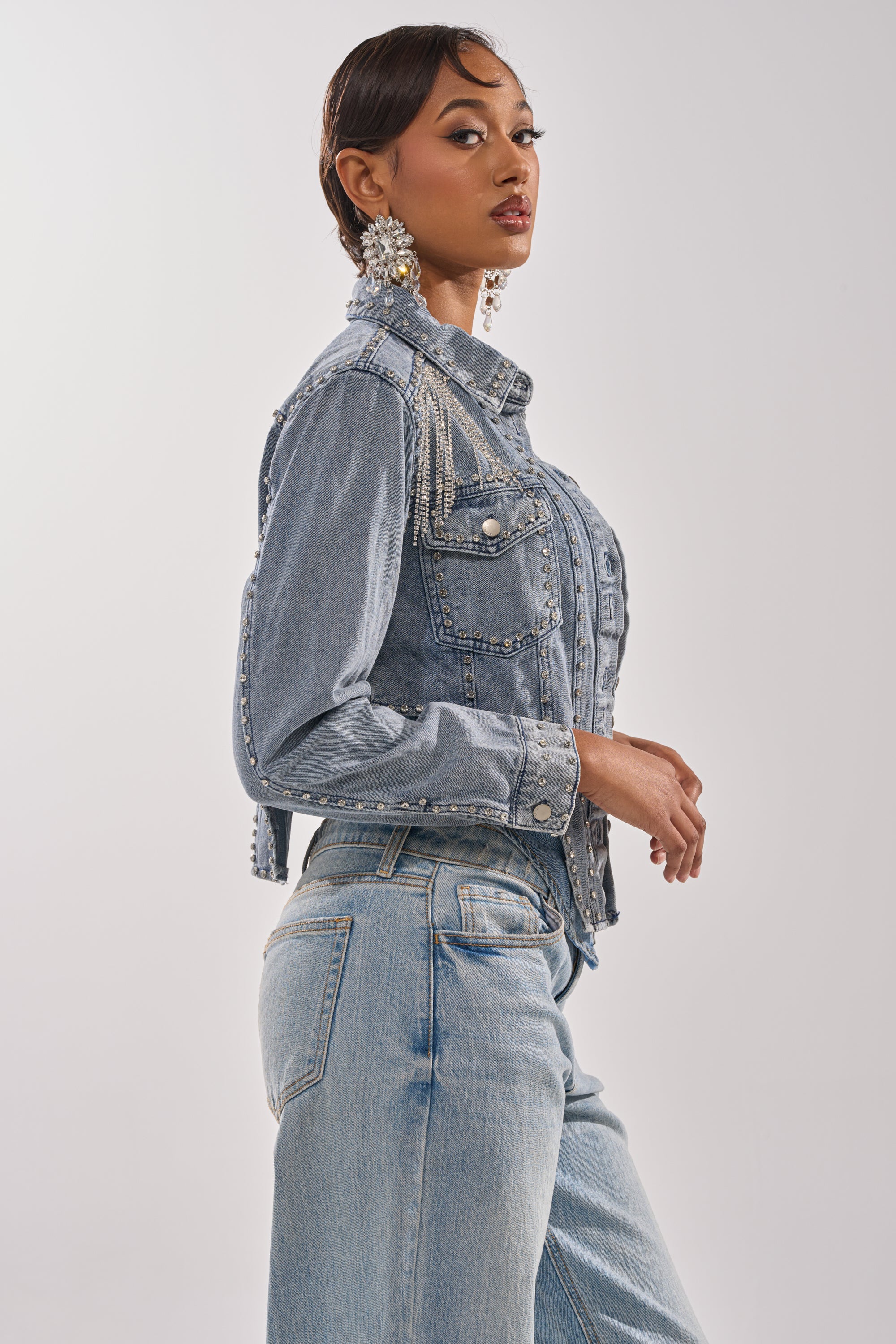 HOOKED ON YOU EMBELLISHED DENIM JACKET