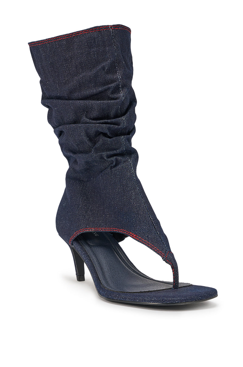 AZALEA WANG NIAMH DENIM GLADIATOR KITTEN HEEL SANDAL