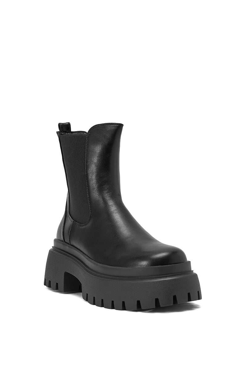 AZALEA WANG RAMPAGE BLACK DISTRESSED TWO PIECE COMBAT BOOT