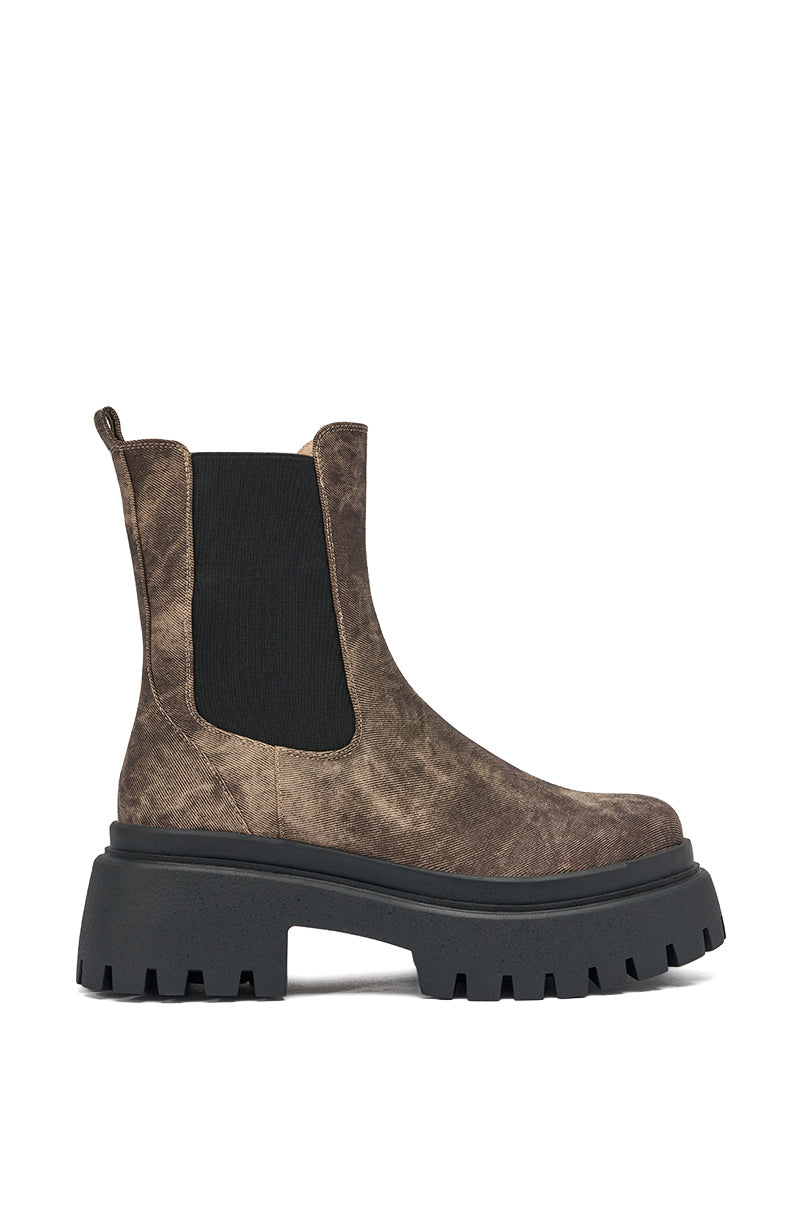 AZALEA WANG RAMPAGE BROWN DISTRESSED TWO PIECE COMBAT BOOT