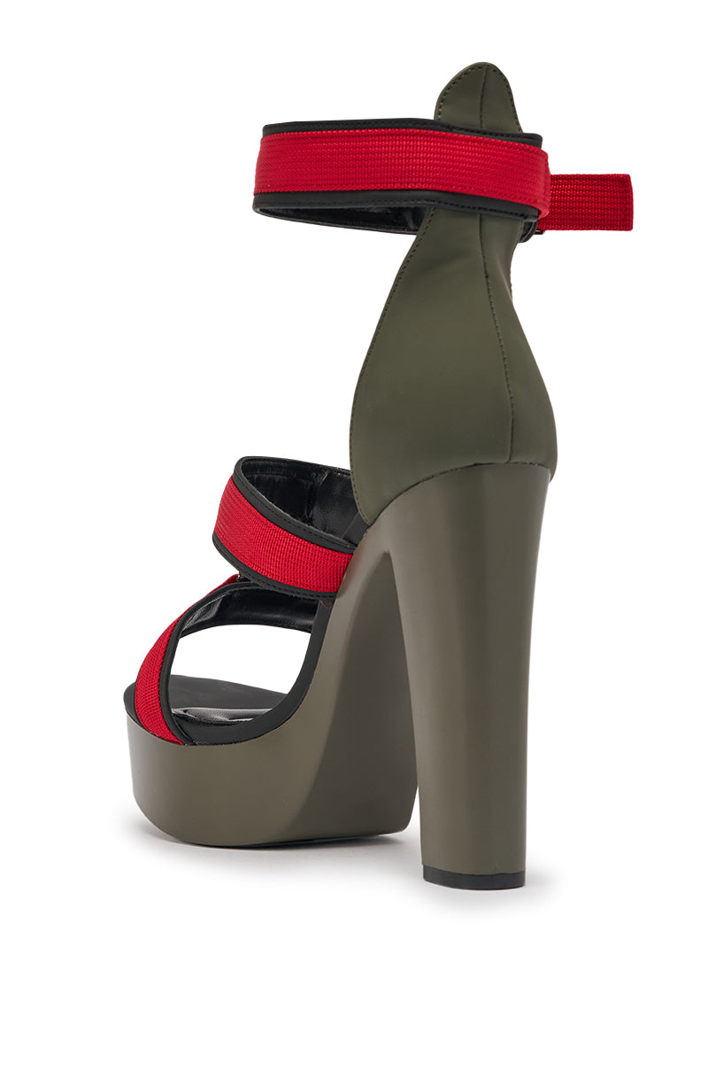 AZALEA WANG RAYLYN RED PLATFORM CHUNKY SANDAL