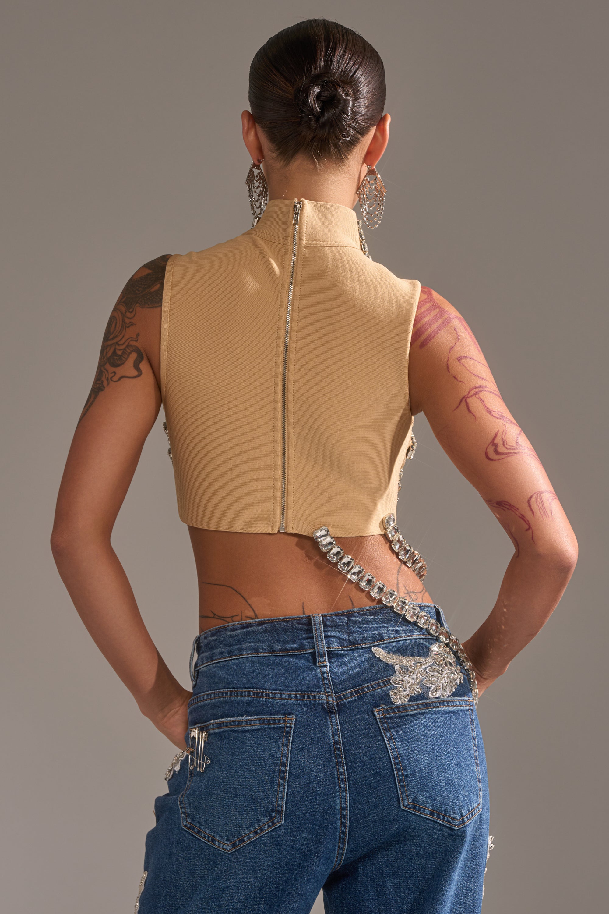 ITS YOUR TIME RHINESTONE MOCK NECK BLOUSE