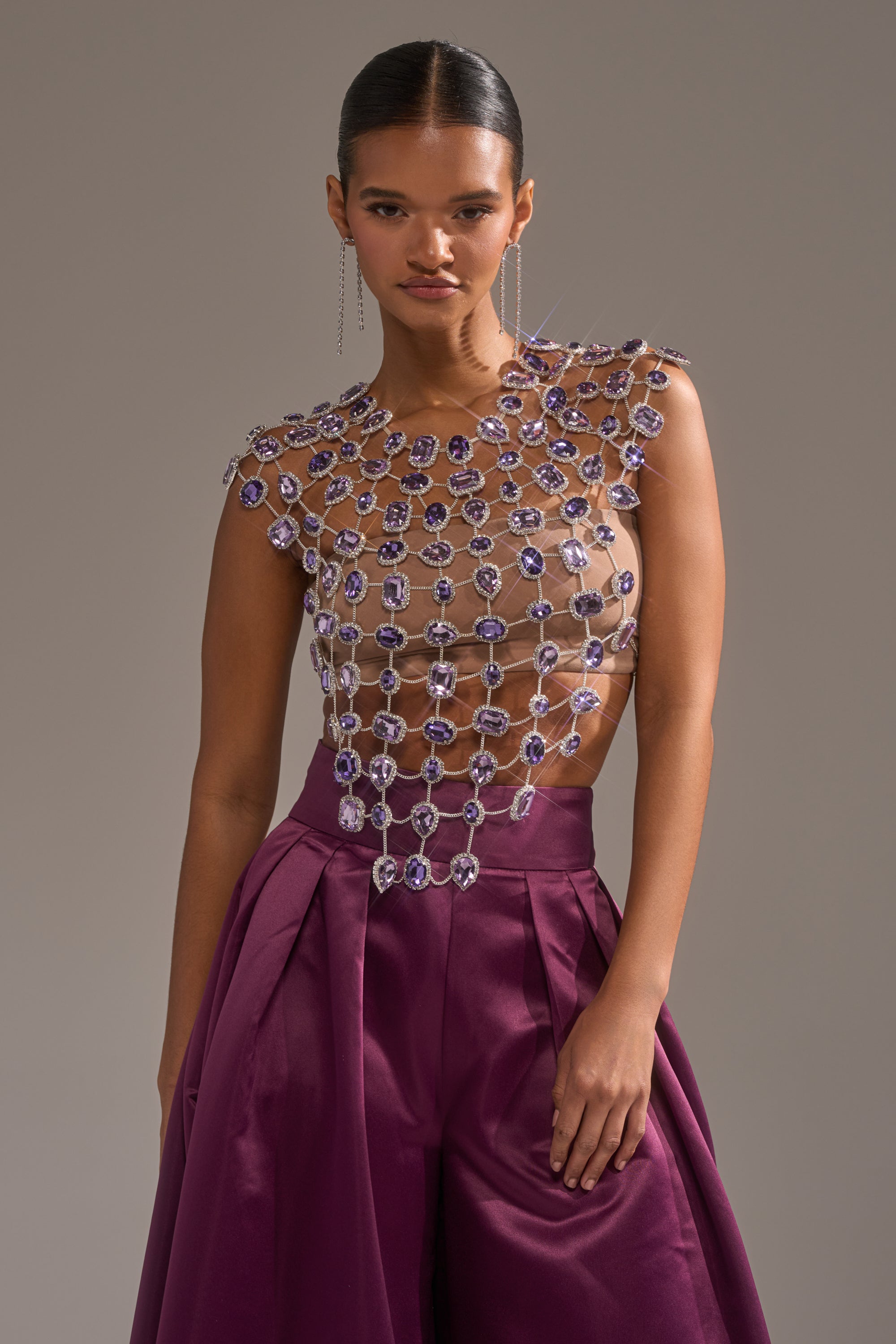 LOVER GIRL RHINESTONE CHAIN TOP