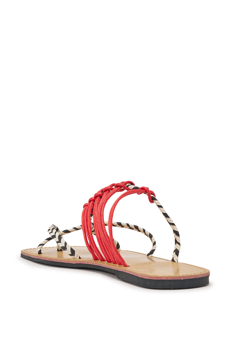 AKIRA SANSANVI RED MULTI ROPE FLAT SANDAL